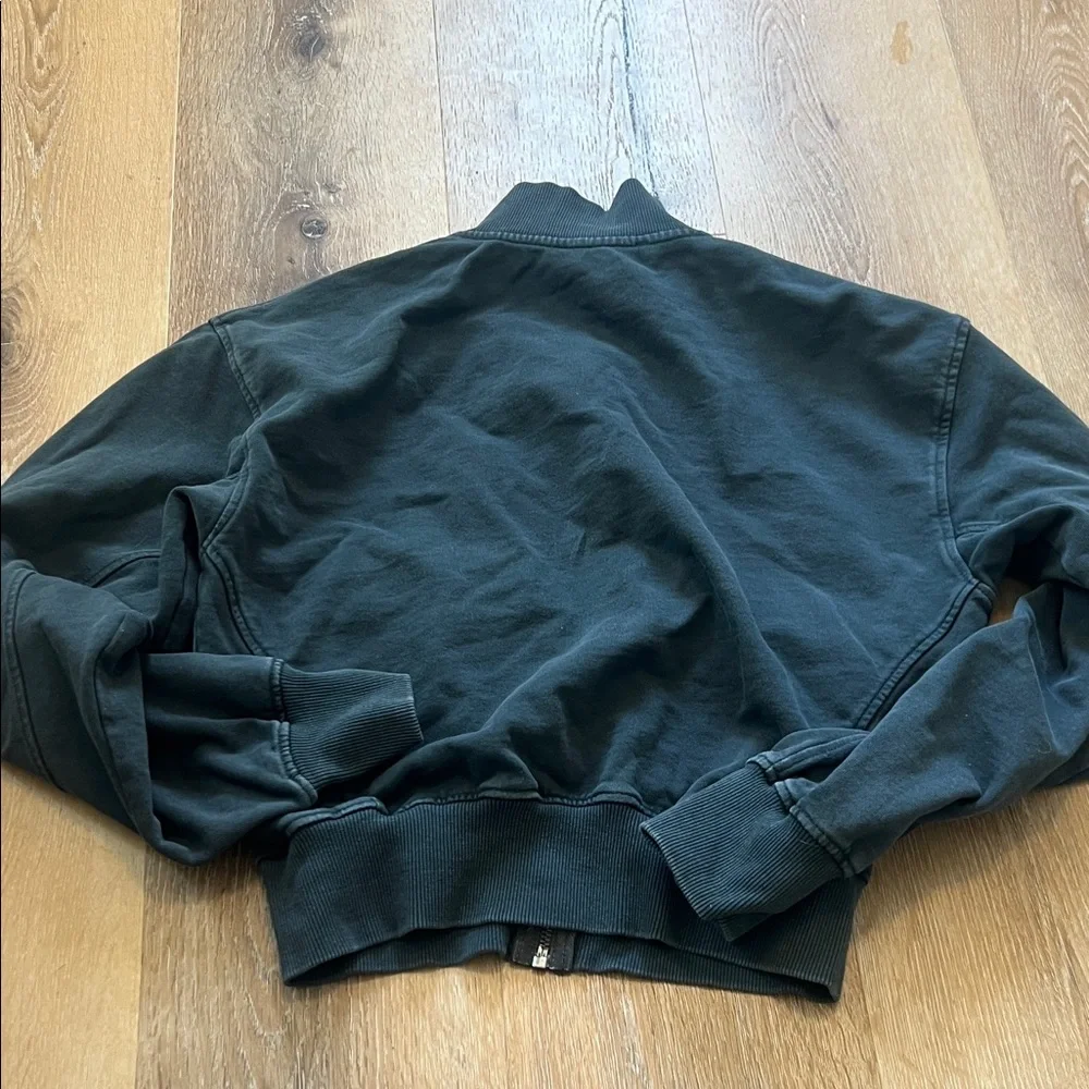 Zara Small Distressed Gray CropZip-Up Jacket